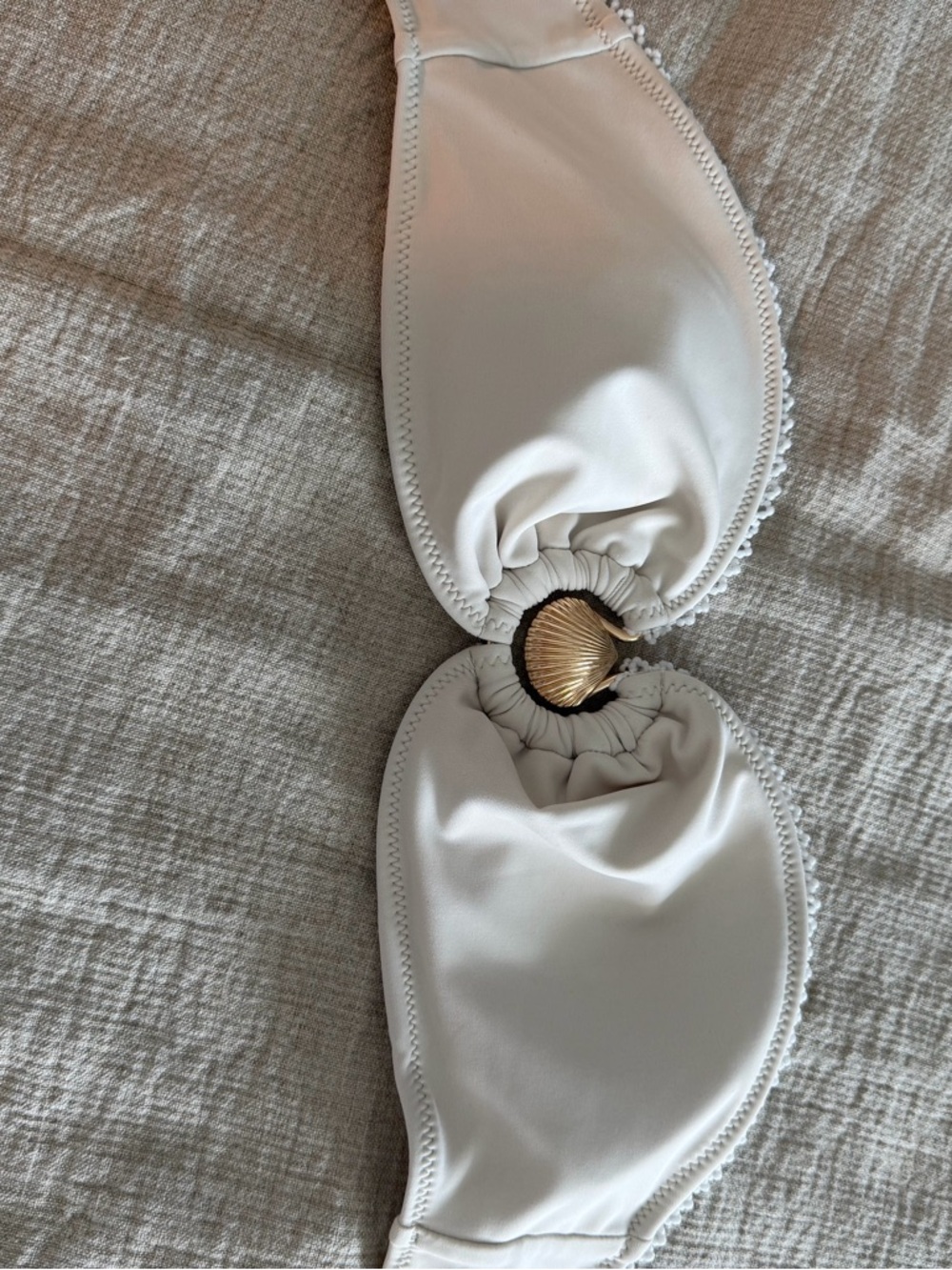 White Shell-Accent Bikini Top - Women Swim Bikinis